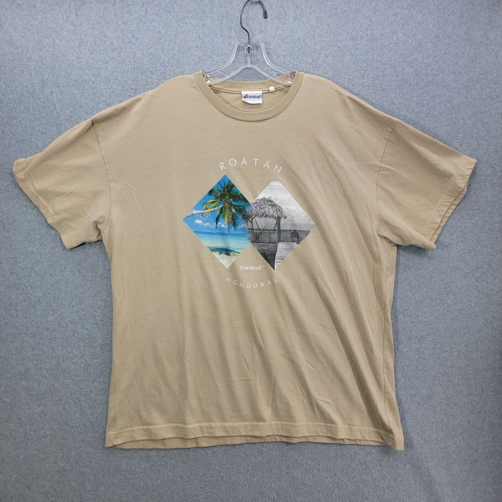 Vintage Carnival Cruise Lines Roatan T-Shirt XXL beige Short Sleeve honduras